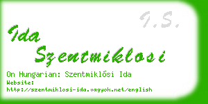 ida szentmiklosi business card