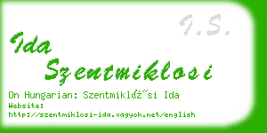 ida szentmiklosi business card